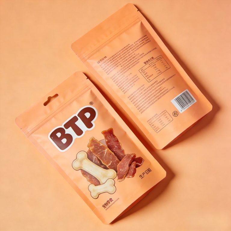 Custom Printed Tear Resistant Foil Zipper Pet Snack Food Stand up pouch 4