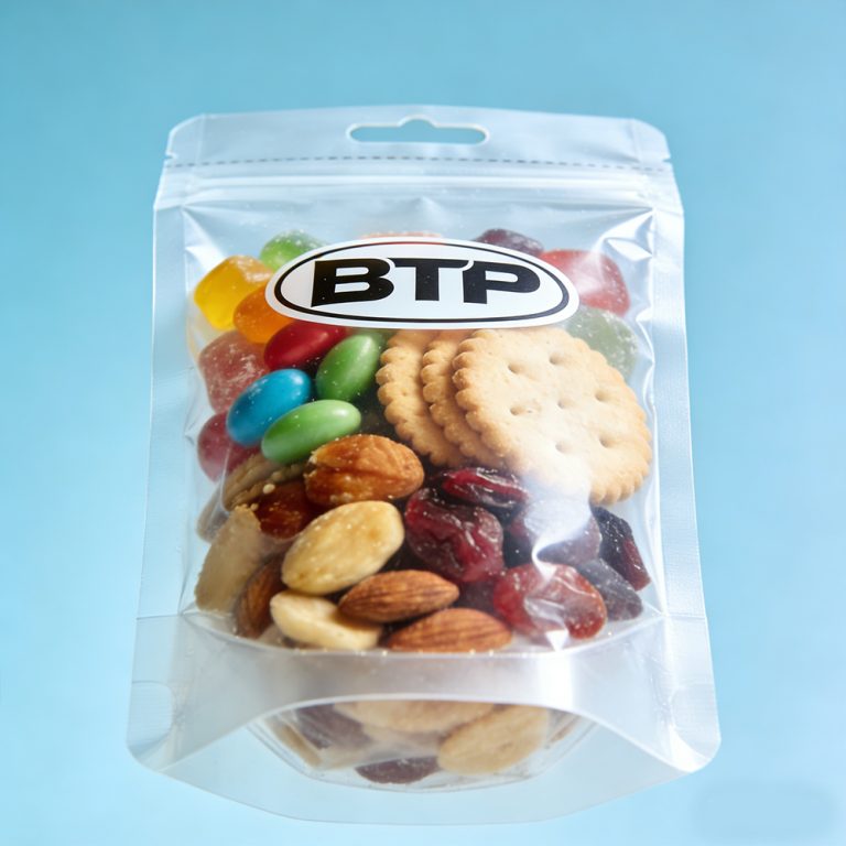 Custom Transparent Zip lock candy Snack Food Stand up plastic Packaging pouch 3