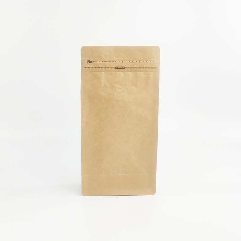 Custom kraft paper with Degassing Valve zip lock Coffee Flat Bottom Bag 1