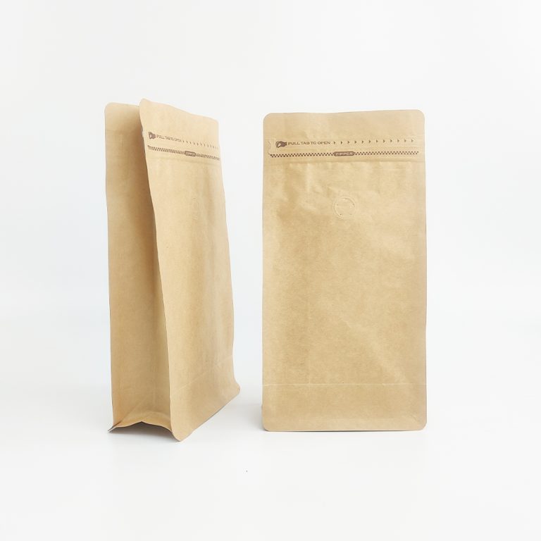 Custom kraft paper with Degassing Valve zip lock Coffee Flat Bottom Bag 4