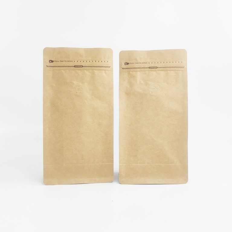 Custom kraft paper with Degassing Valve zip lock Coffee Flat Bottom Bag 5