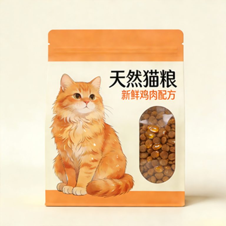 Custom logo Aluminum Foil Zip lock Pet cat Food Flat Bottom Bag 1