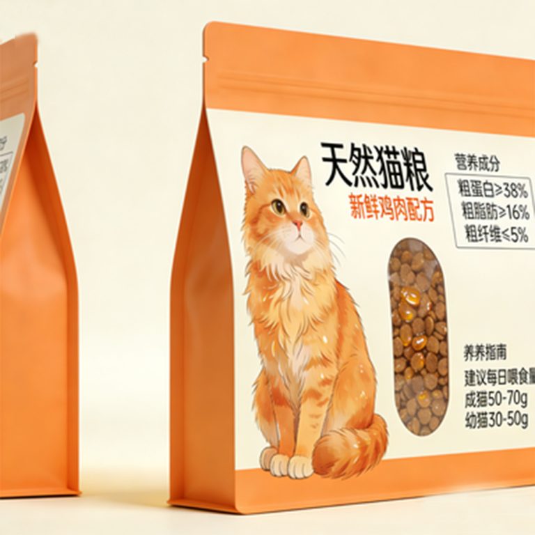 Custom logo Aluminum Foil Zip lock Pet cat Food Flat Bottom Bag 2