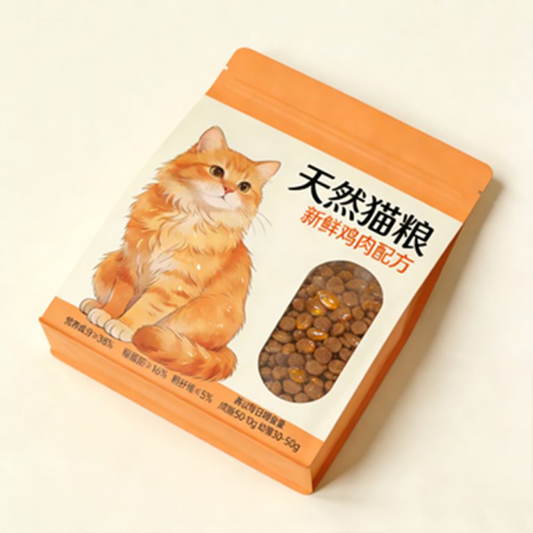 Custom logo Aluminum Foil Zip lock Pet cat Food Flat Bottom Bag 4