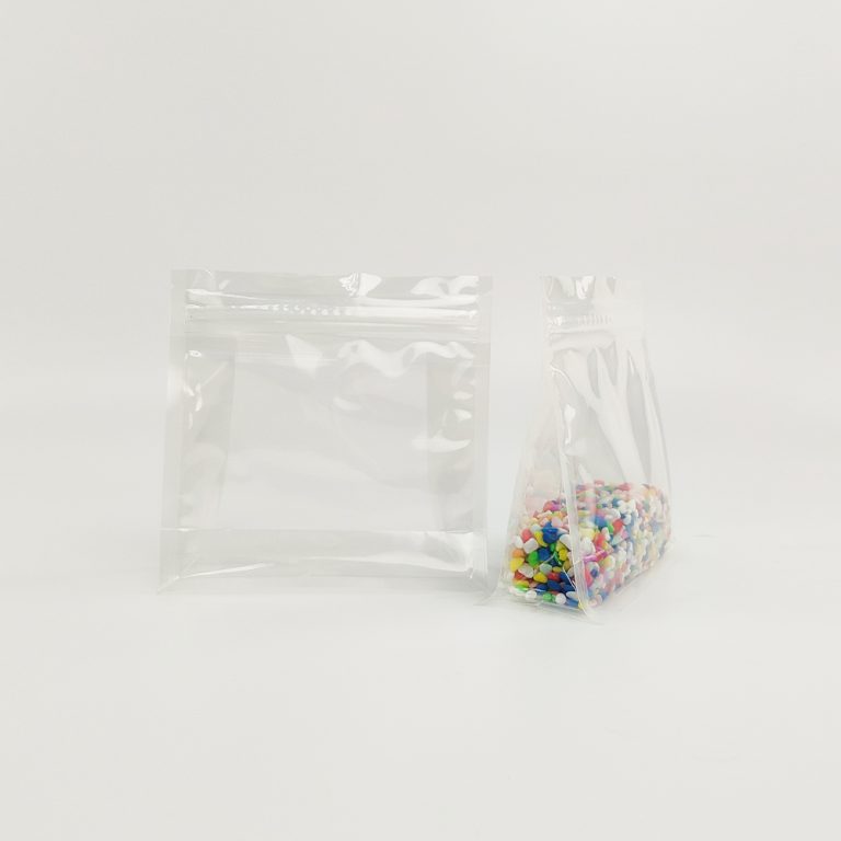 Custom logo Food Grade Transparent zip lock Flat Bottom plastic Packaging Bag 3