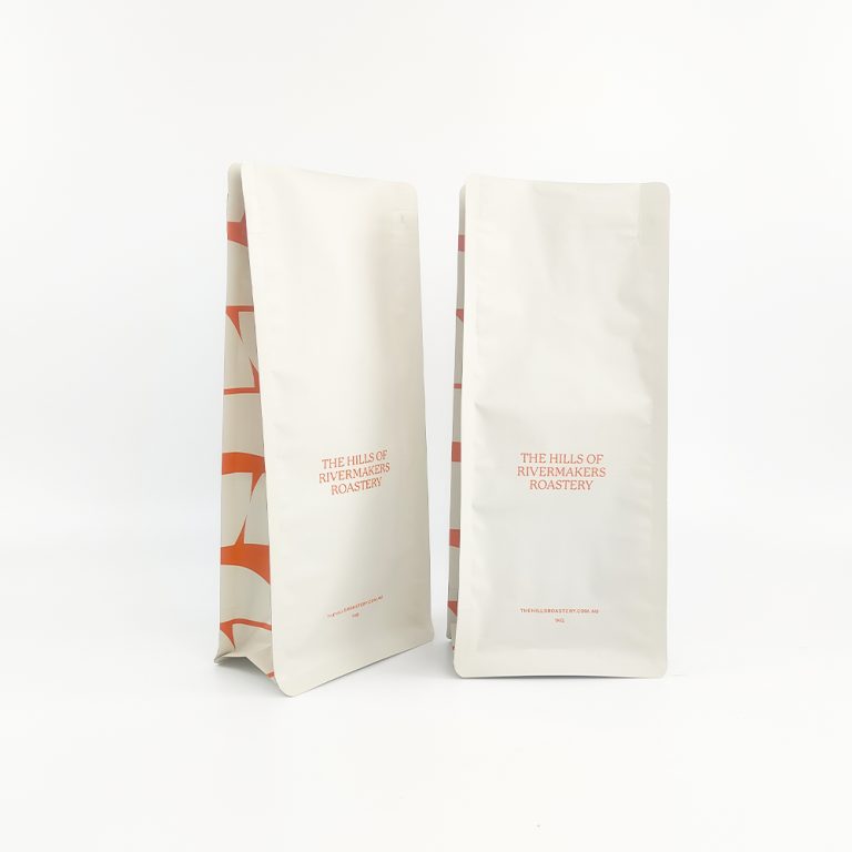 Custom logo One Way Valve Coffee Beans zipper Flat Bottom Plastic Bag 4