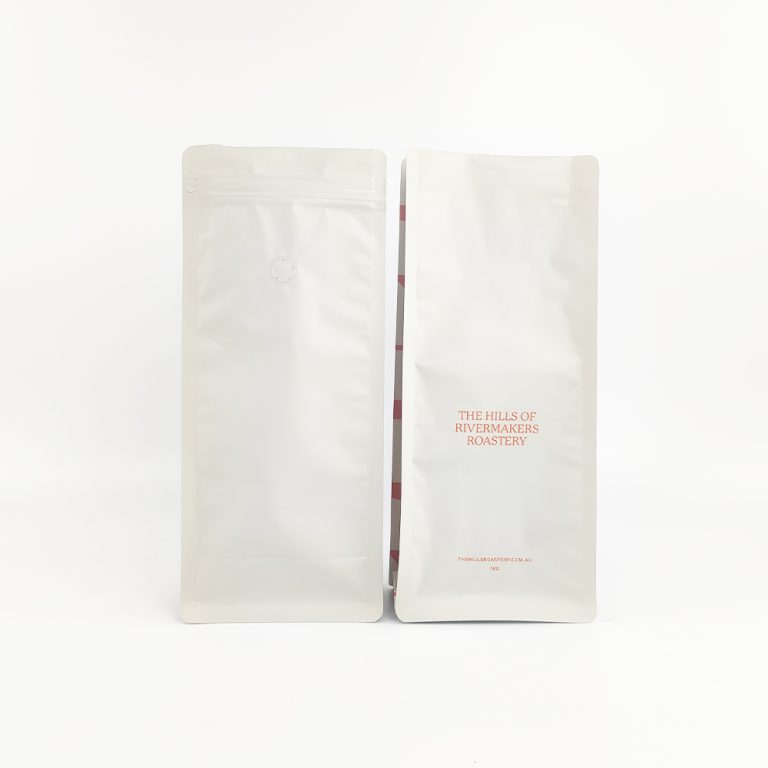 Custom logo One Way Valve Coffee Beans zipper Flat Bottom Plastic Bag 5