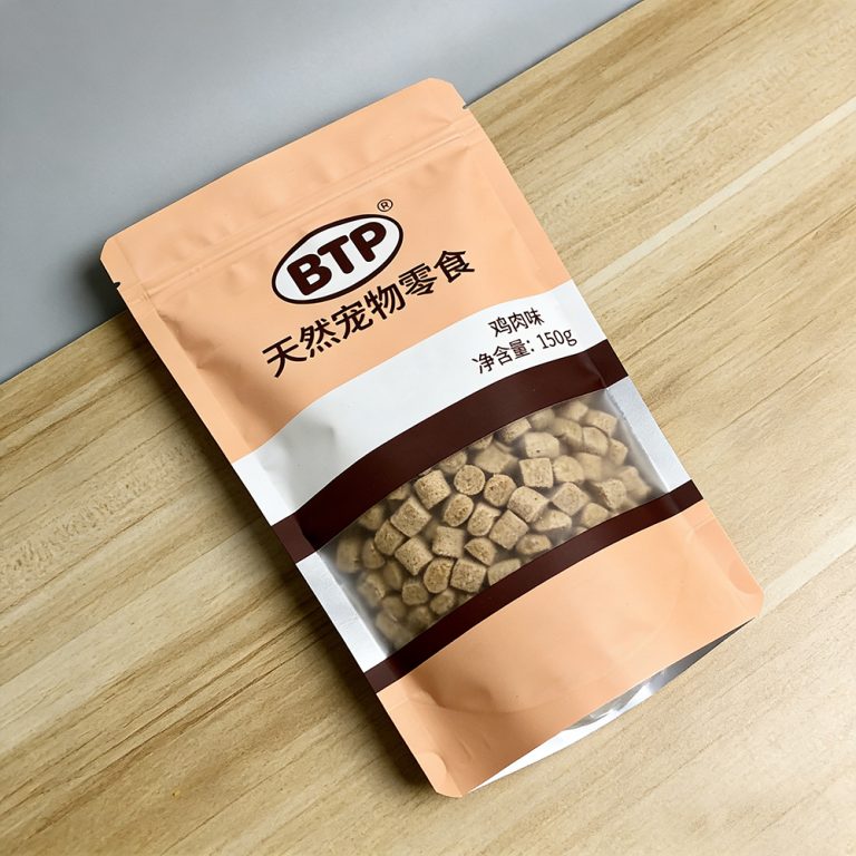 Custom logo window Aluminum Foil Zipper Pet Snack Food Stand up pouch 2