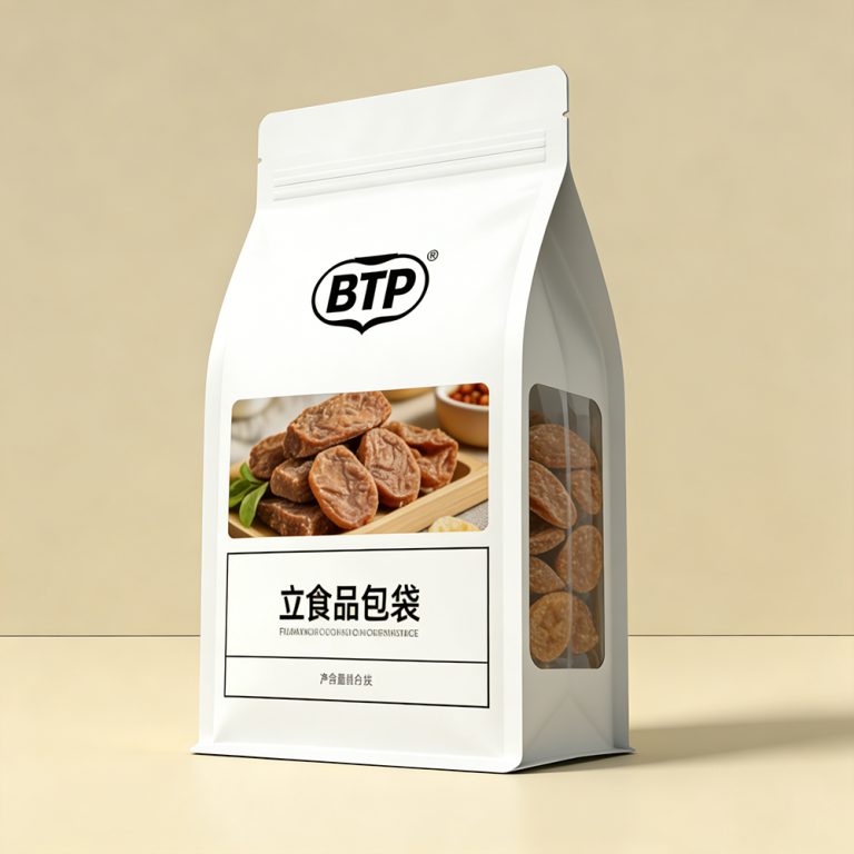 Custom logo window Ziplock Snack Food Stand up Flat Bottom Packaging Bag 6