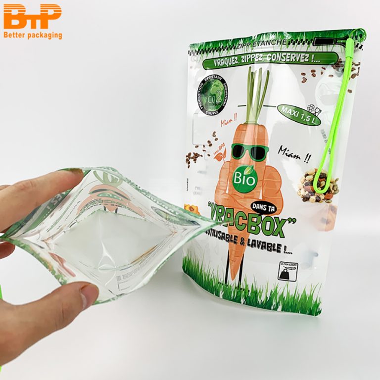 Custom Print Eco Friendly Recyclable Zipper Stand Up Pouch for Juice and Liquid Food Packaging 3