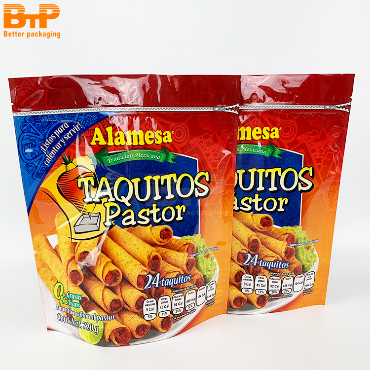 Environmentally Friendly Recyclable Egg Roll Food Stand Up Pouch Recyclable Zippered Packaging Bag 1