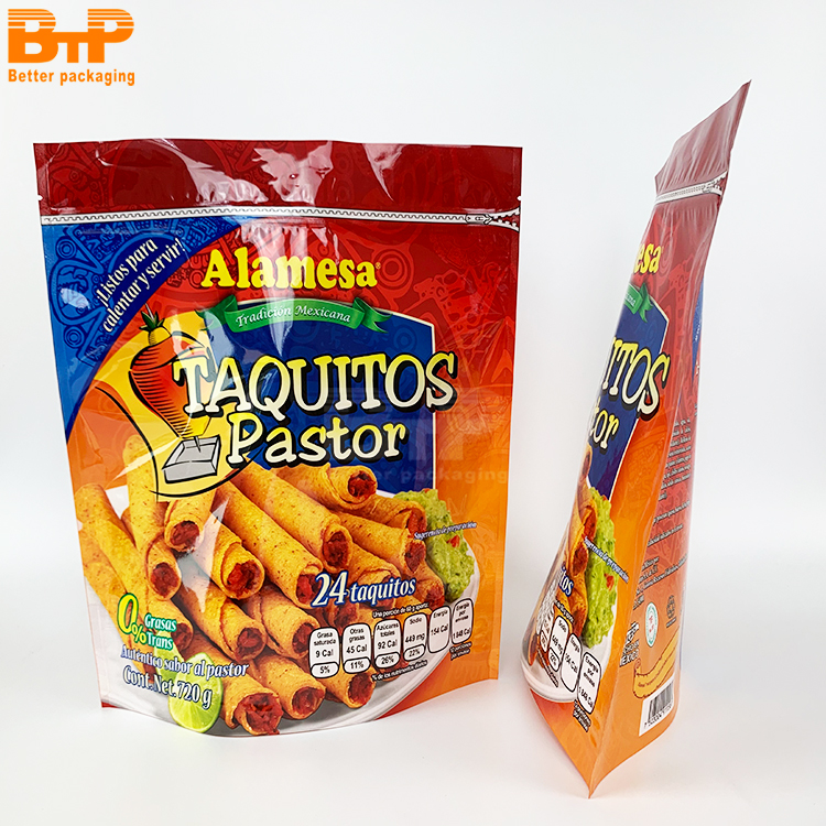 Environmentally Friendly Recyclable Egg Roll Food Stand Up Pouch Recyclable Zippered Packaging Bag 2