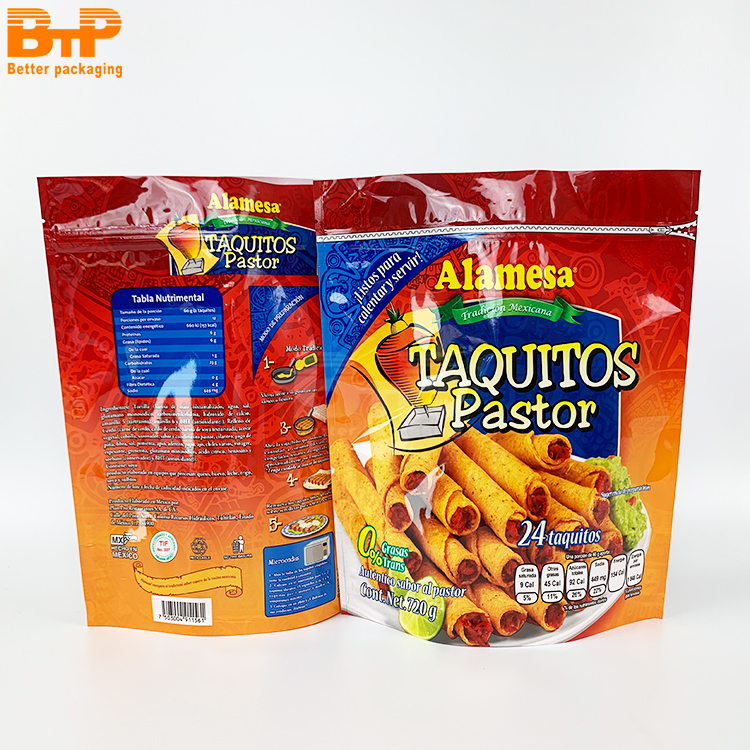 Environmentally Friendly Recyclable Egg Roll Food Stand Up Pouch Recyclable Zippered Packaging Bag 3