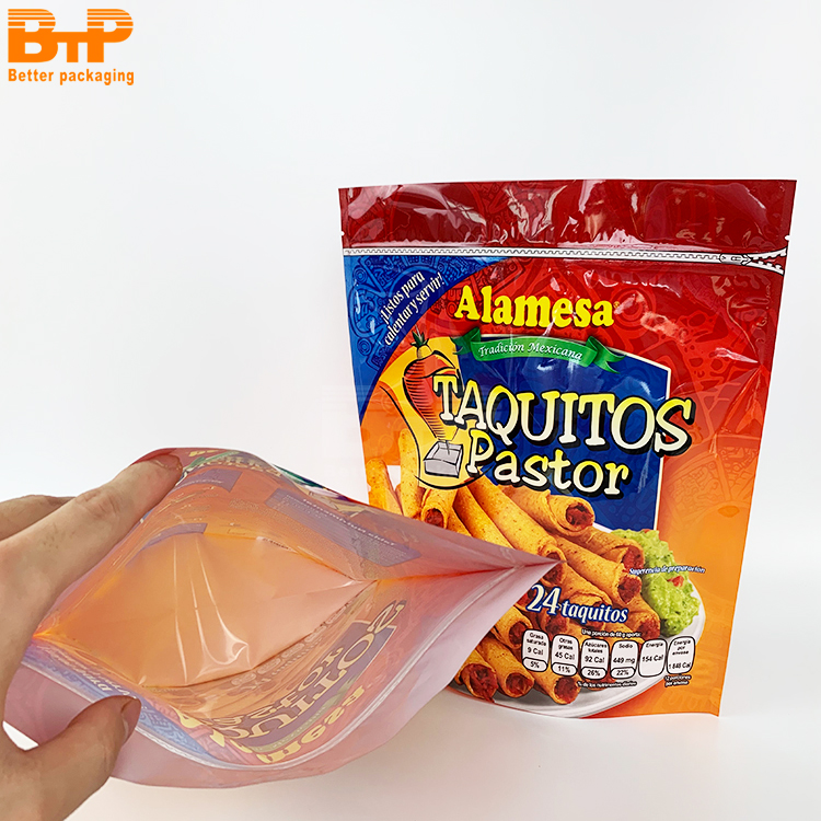 Environmentally Friendly Recyclable Egg Roll Food Stand Up Pouch Recyclable Zippered Packaging Bag 4