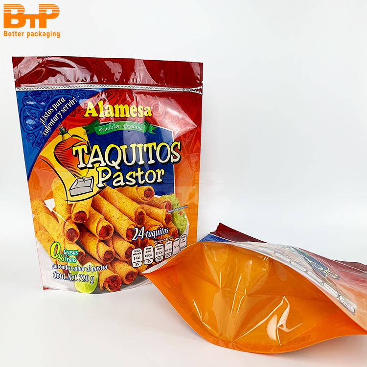 Environmentally Friendly Recyclable Egg Roll Food Stand Up Pouch Recyclable Zippered Packaging Bag 6