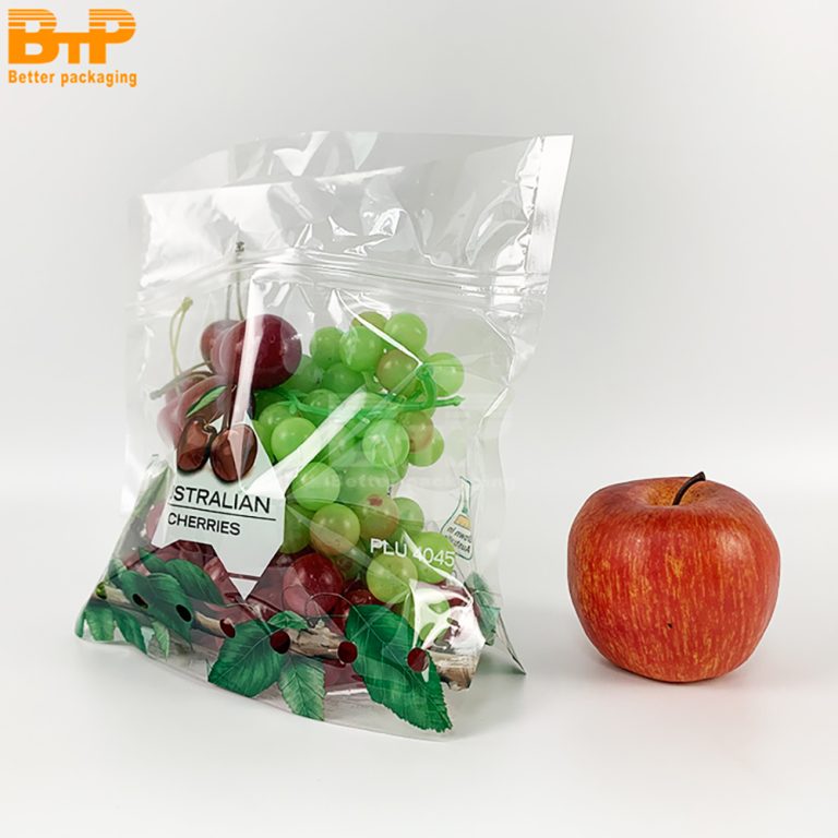 Custom Print Grape fruit food bag Stand up Pouch perforated portable zipper bag packaging bag 3
