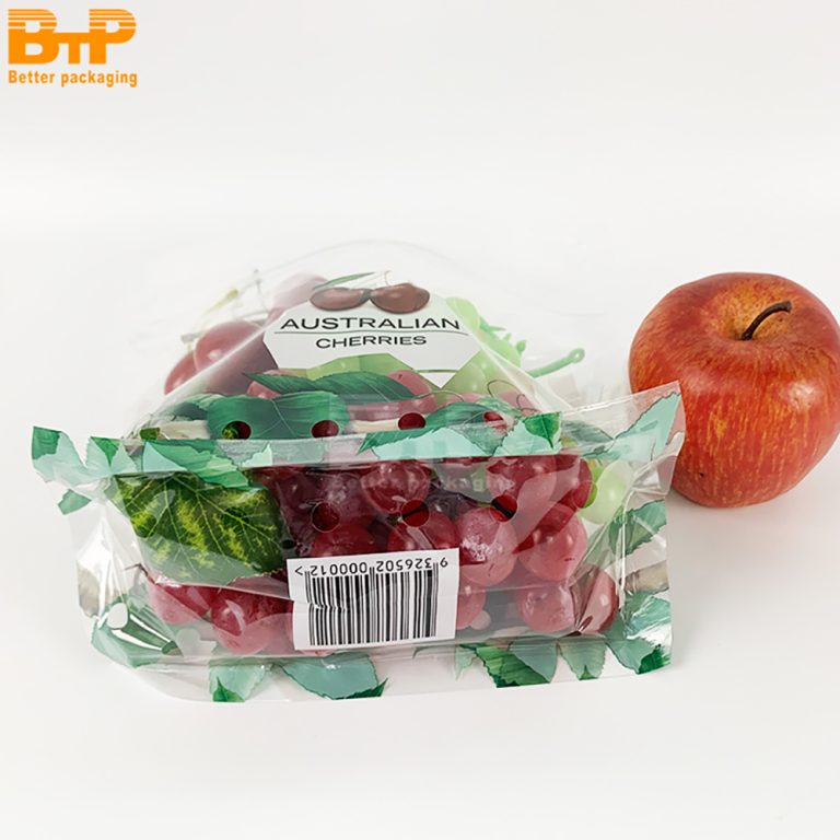 Custom Print Grape fruit food bag Stand up Pouch perforated portable zipper bag packaging bag 1