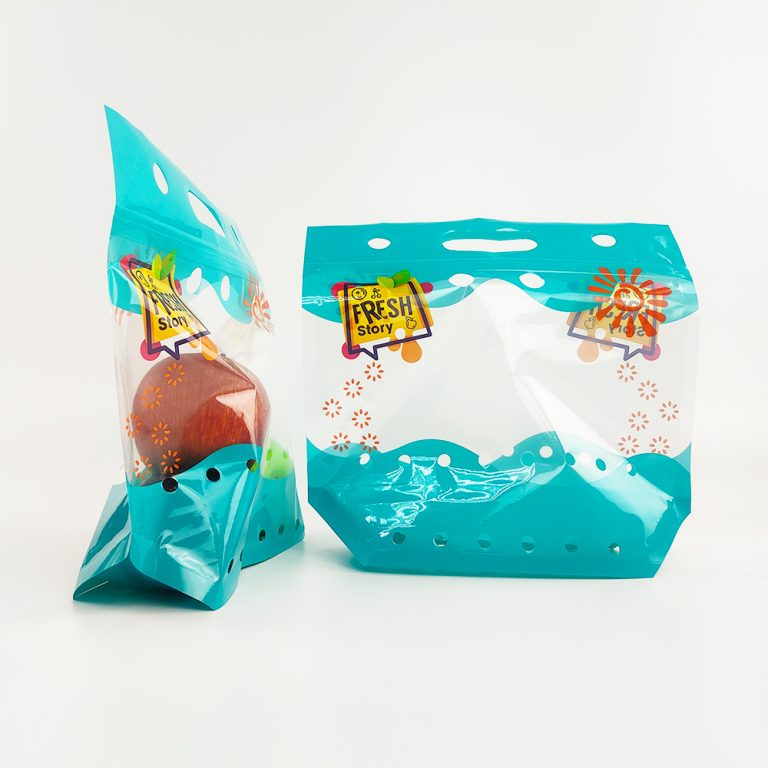 Hole punching design Grade Fresh Keeping fruit plastic packaging doypack ziplock bag 5