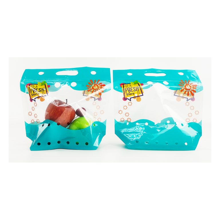 Hole punching design Grade Fresh Keeping fruit plastic packaging doypack ziplock bag 6