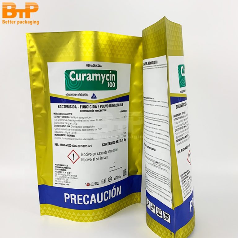 Customized Printed Mylar Golden Industrial Aluminum Foil Stand-up Pouch Plastic Packaging Bag 1