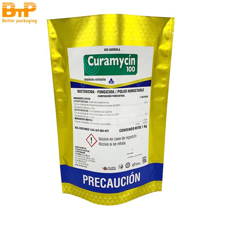 Customized Printed Mylar Golden Industrial Aluminum Foil Stand-up Pouch Plastic Packaging Bag 2