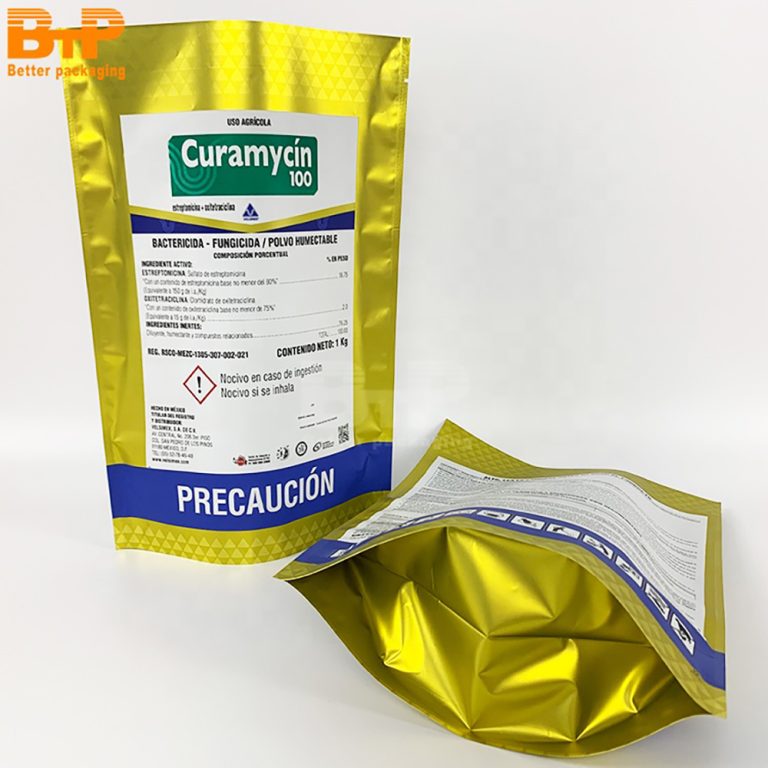 Customized Printed Mylar Golden Industrial Aluminum Foil Stand-up Pouch Plastic Packaging Bag 5