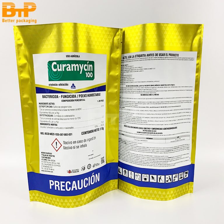 Customized Printed Mylar Golden Industrial Aluminum Foil Stand-up Pouch Plastic Packaging Bag 6