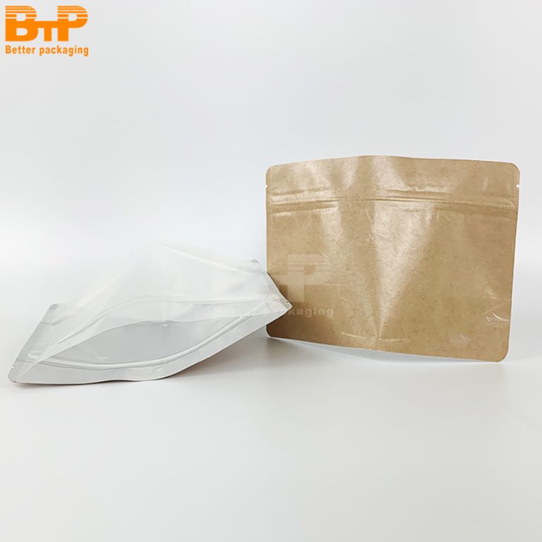 Custom logo Kraft Paper Window zipper Resealable Stand Up Pouch Durable Eco Friendly For Product Packaging2