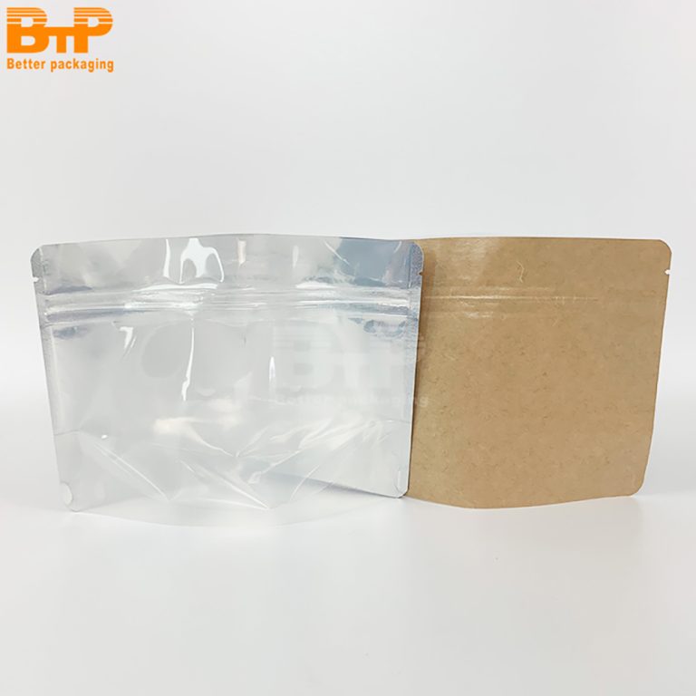 Custom logo Kraft Paper Window zipper Resealable Stand Up Pouch Durable Eco Friendly For Product Packaging3