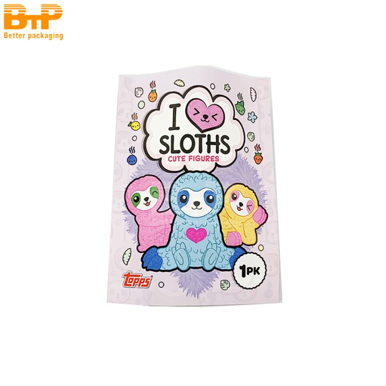 Custom Printed Kraft Paper Three side sealed Packaging Bag Colorful Cute Hangable Durable For Toy Retail2