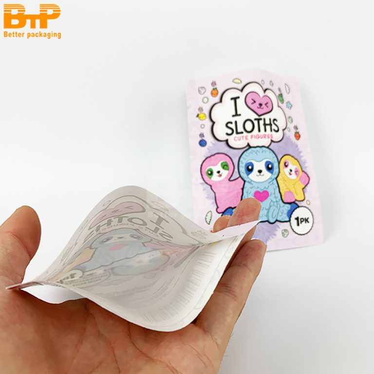 Custom Printed Kraft Paper Three side sealed Packaging Bag Colorful Cute Hangable Durable For Toy Retail4