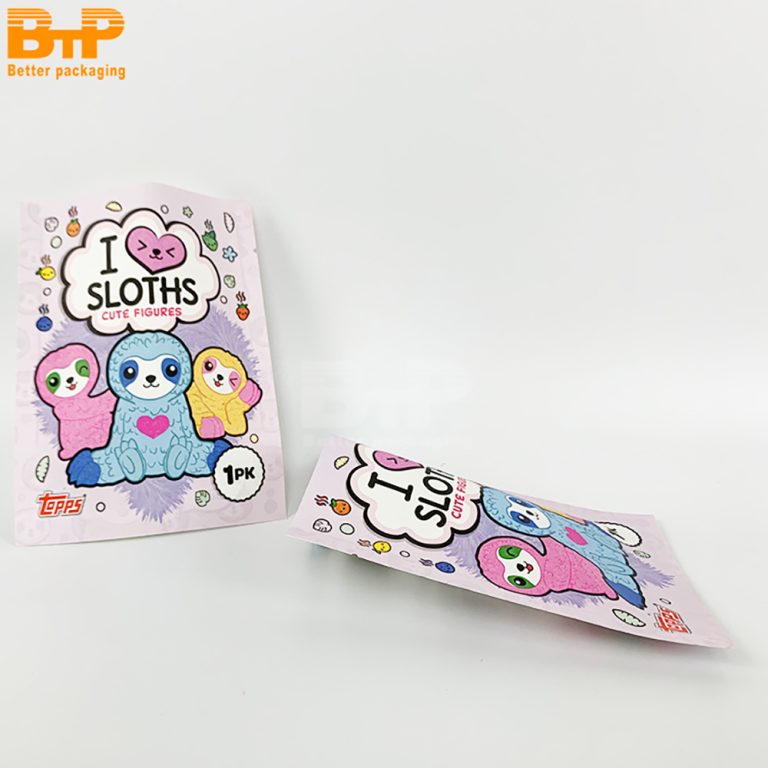 Custom Printed Kraft Paper Three side sealed Packaging Bag Colorful Cute Hangable Durable For Toy Retail5