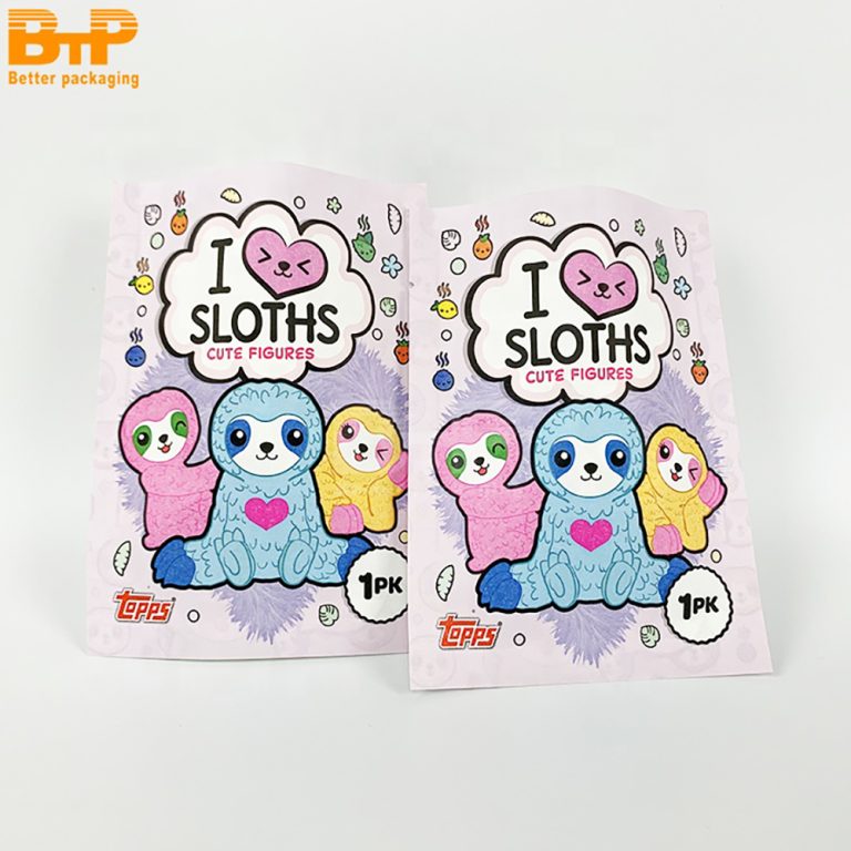 Custom Printed Kraft Paper Three side sealed Packaging Bag Colorful Cute Hangable Durable For Toy Retail6