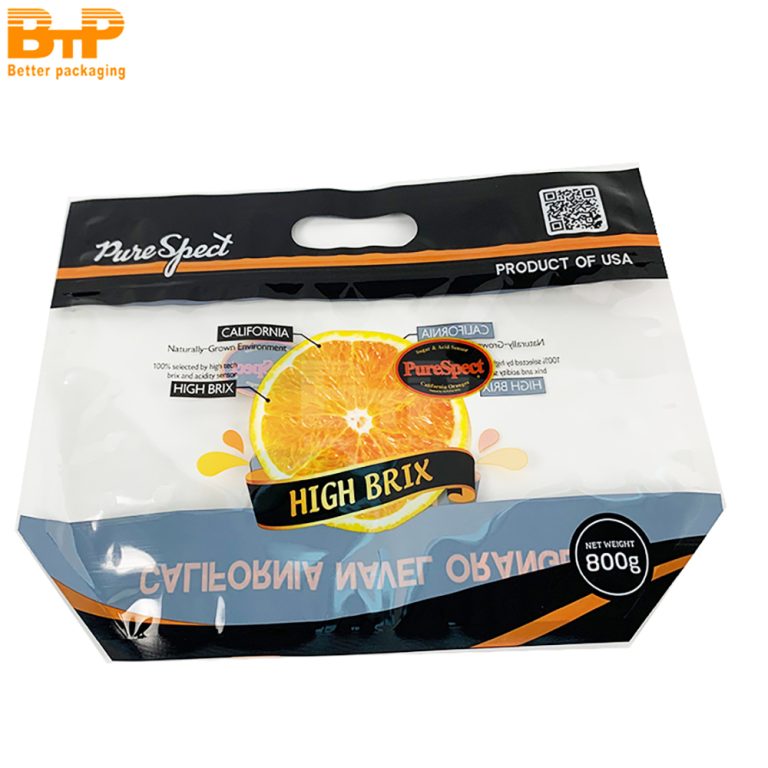 Custom Print Orange fruit food bag  Stand up Pouch perforated portable zipper bag packaging bag 5