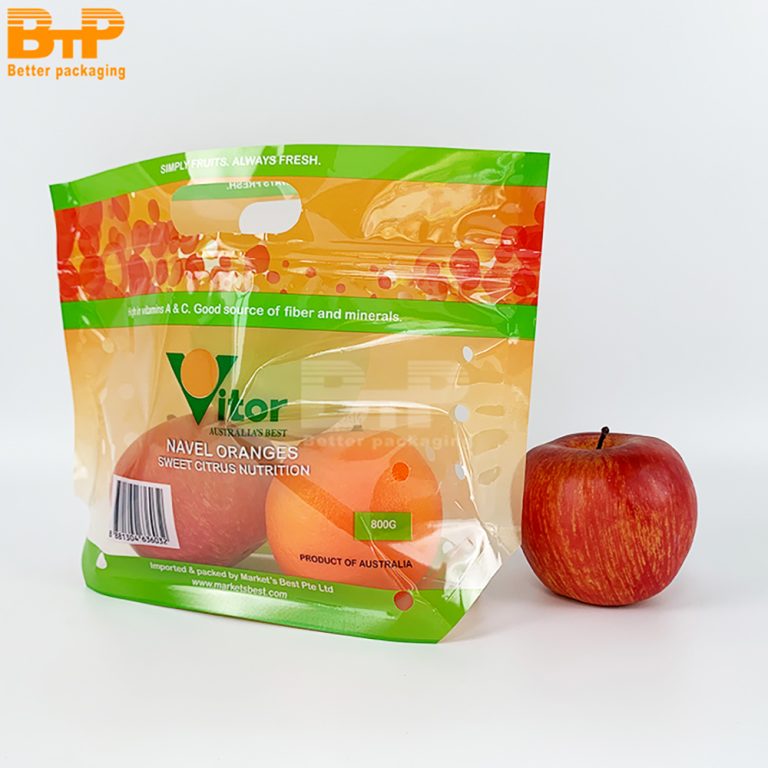 CCustom Print Orange orange fruit food bag Stand up Pouch perforated portable zipper bag packaging bag 5