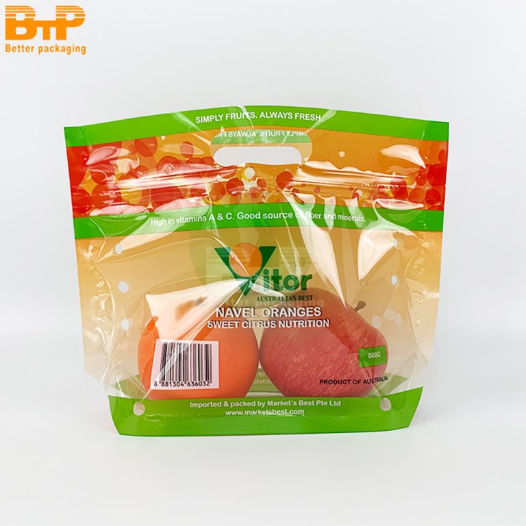 Custom Print Orange orange fruit food bag Stand up Pouch perforated portable zipper bag packaging bag 3