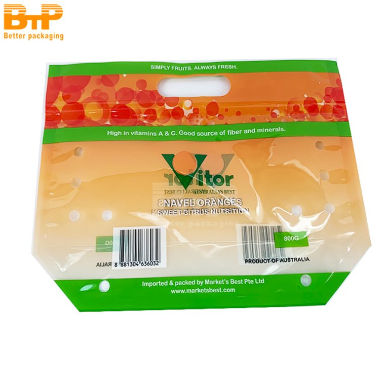 Custom Print Orange orange fruit food bag Stand up Pouch perforated portable zipper bag packaging bag 1