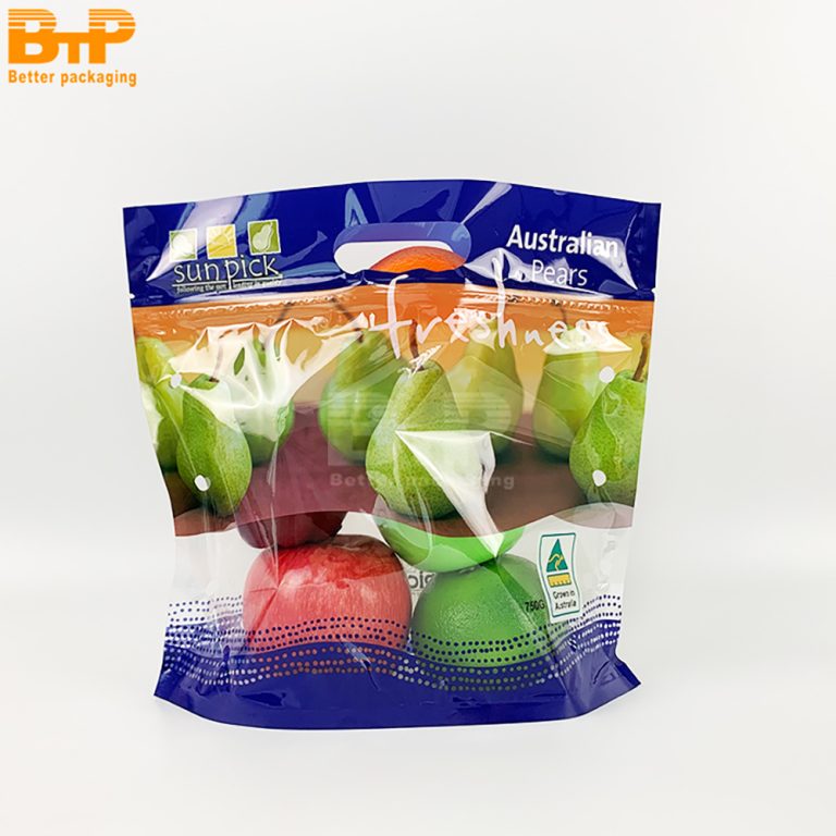 Custom Print Pear fruit food bag Stand up Pouch perforated portable zipper bag 5