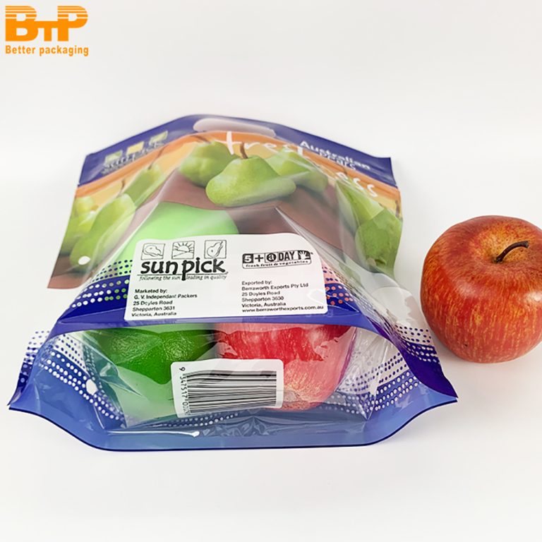 Custom Print Pear fruit food bag Stand up Pouch perforated portable zipper bag 2