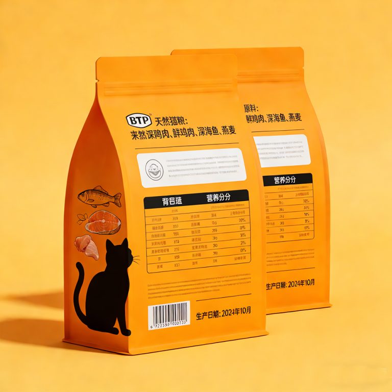Printable Custom Design Zipper Pet Food Packaging Stand up Flat Bottom Bag 5