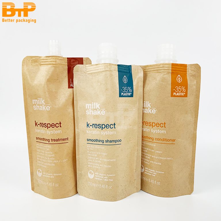 Custom Printed Shower Gel Laundry Liquid Industrial Bag Water Bag Kraft Paper Stand Up Spout pouch 6