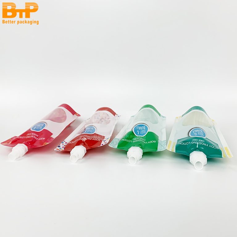 Custom Print Small beverage juice food bag window Stand Up Spout pouch 1