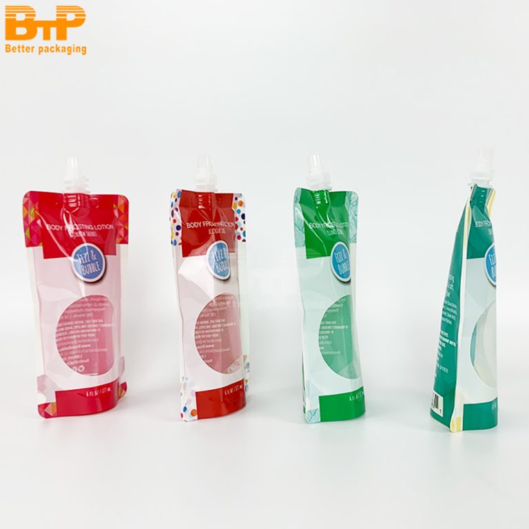 Custom Print Small beverage juice food bag window Stand Up Spout pouch 3