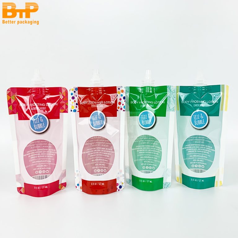 Custom Print Small beverage juice food bag window Stand Up Spout pouch 4