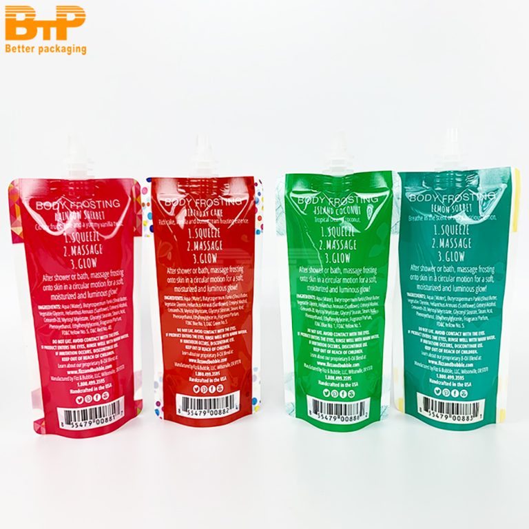 Custom Print Small beverage juice food bag window Stand Up Spout pouch 5