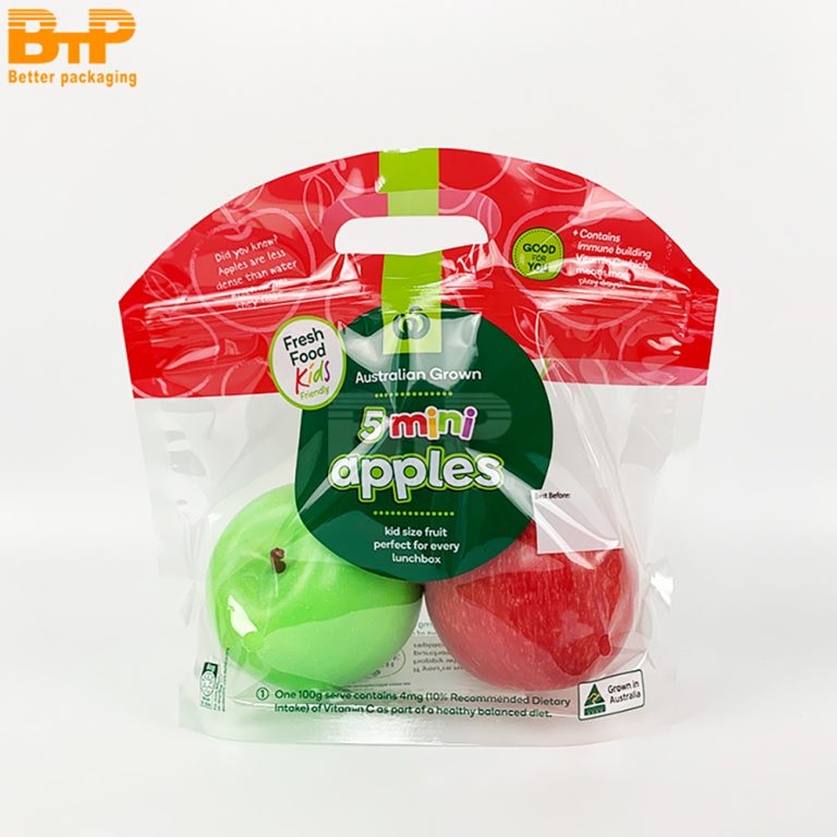 Custom Printed Special-shaped apple fruit food perforated Stand up Pouch zipper packaging bag  1