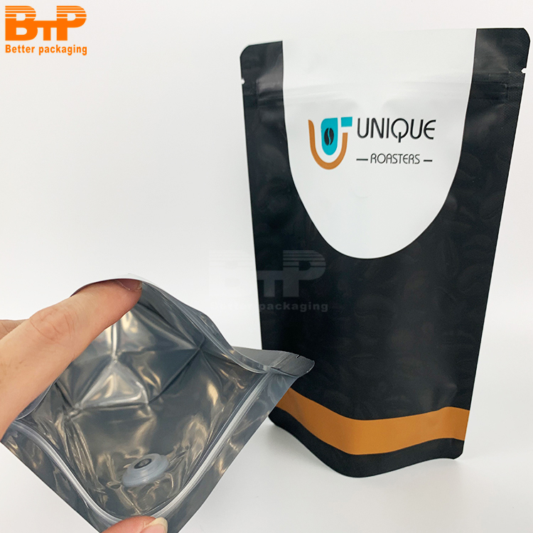 Custom Printed Mylar Food Packaging Stand up Pouch with Valve Coffee Bag 4