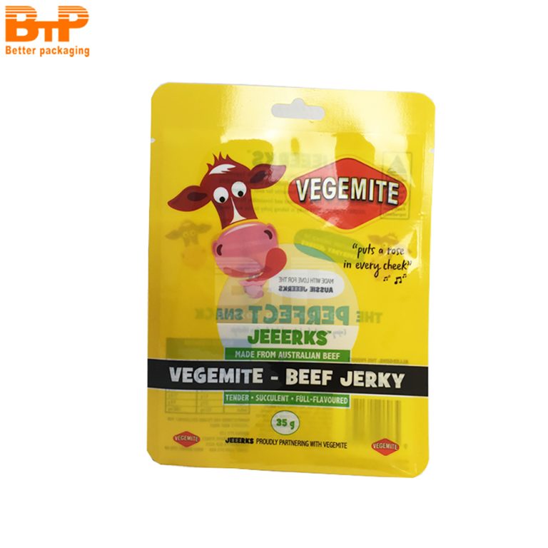 Custom Printed Three Side Sealed Zipper Pouch for Beef Jerky Flavor Snacks Airtight Seal Lock Freshness and Aroma 1