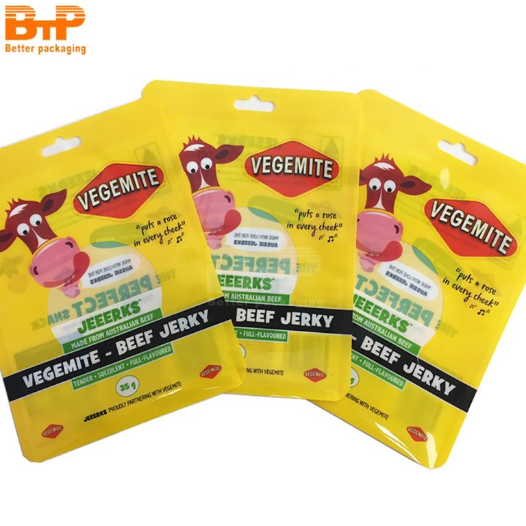 Custom Printed Three Side Sealed Zipper Pouch for Beef Jerky Flavor Snacks Airtight Seal Lock Freshness and Aroma5