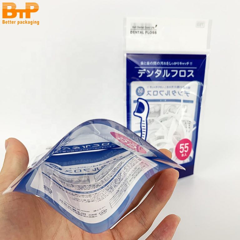 Custom Printed Window Three Side Sealed Pouch Portable for Dental Floss Storage 1